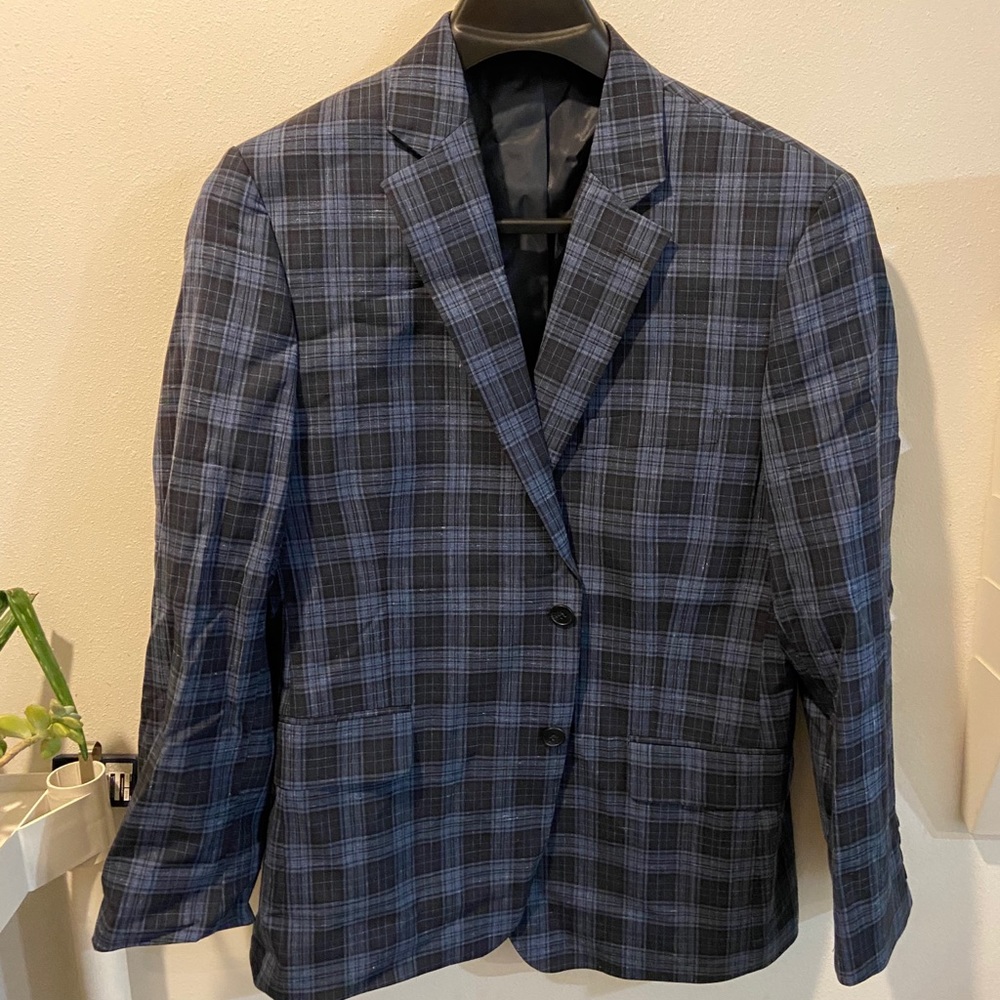Men’s Blue Plaid Sport Coat